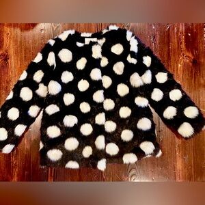 Kate Spade New York Girls Polka Dot Faux Fur Coat